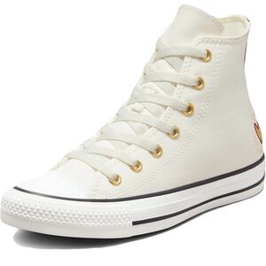Converse Chuck Taylor All Star Hi White Gold Heart Canvas Kid 7 Womens 8.5/9